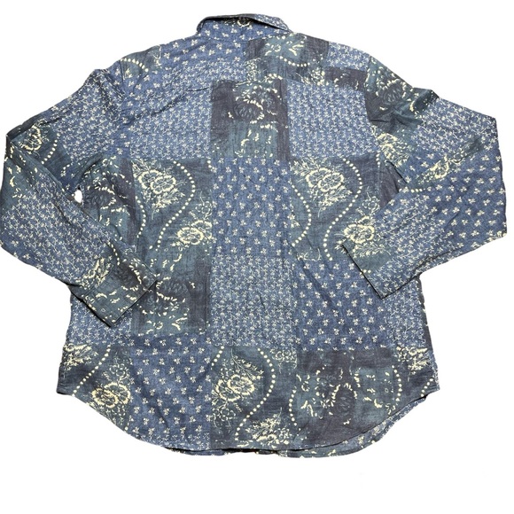 Chaps Denim Blue Floral Button Down Shirt Size XL - Picture 8 of 10